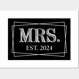 Mrs Est. 2024 Couples Matching Mr & Mrs Posters and Art